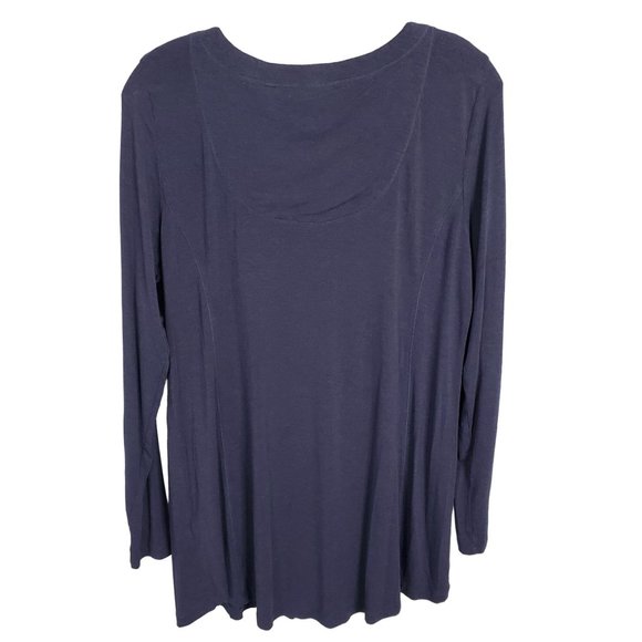 Soft Surroundings Sz M Tunic Maddalena Jersey Knit Shaped Fit Artsy Buttons Blue - Picture 4 of 9